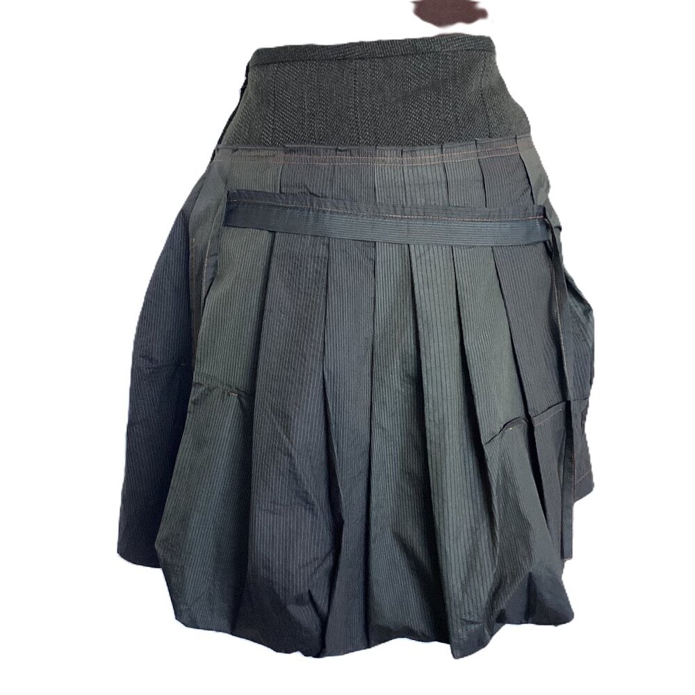 Olive Peated Bubble Skirt